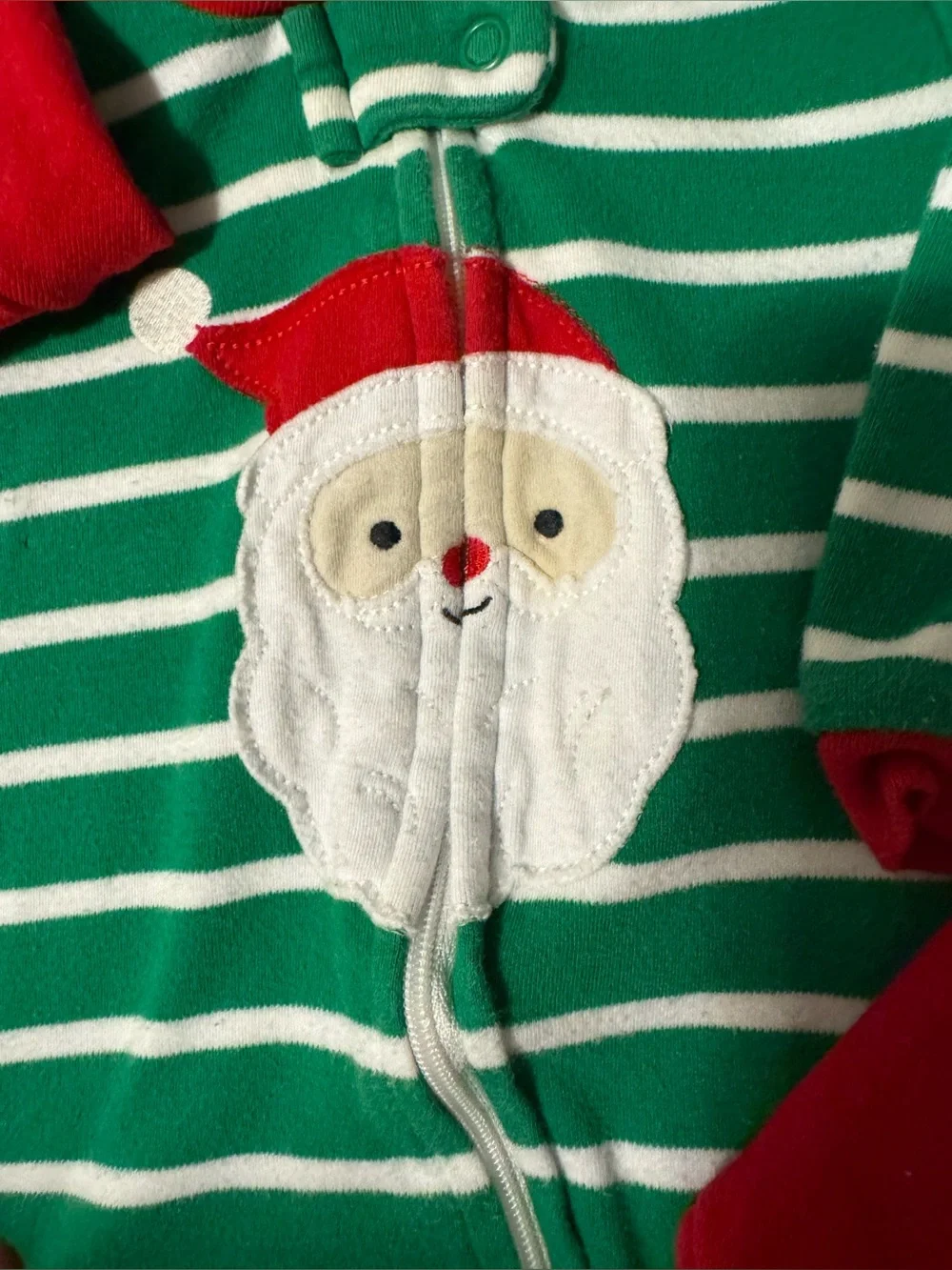 Green White Red Carter’s Christmas Santa Stripe Sleep N Play Bundle sz 6m